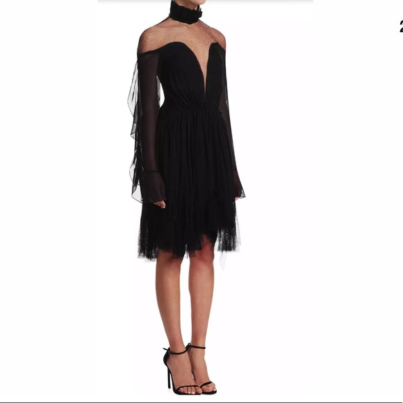 JONATHAN SIMKHAI GATHERED LAYERED BLK DRESS SZ 2 - Picture 2 of 3